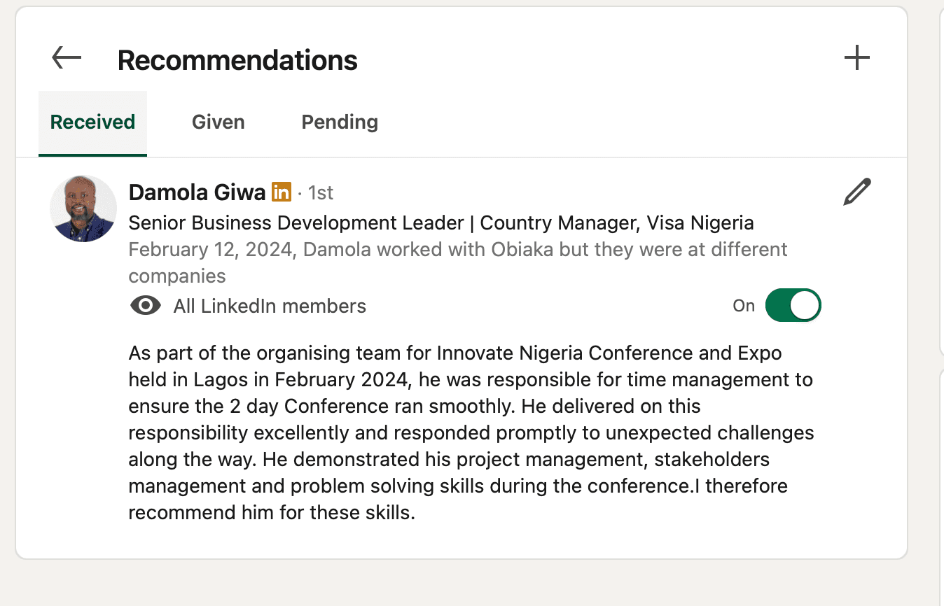 LinkedIn Recommendations